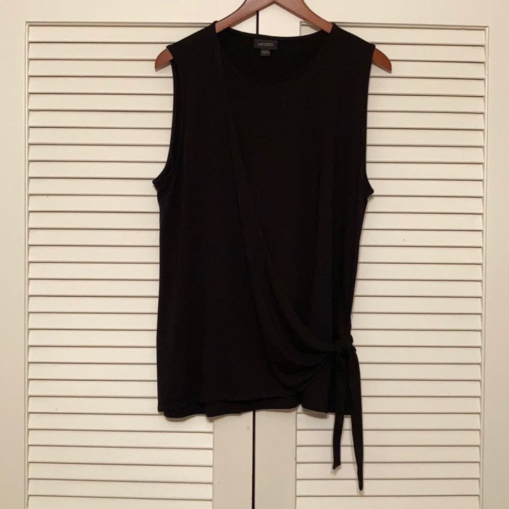 NWOT J Jill Sleeveless Black Wrap Front Top Sz L